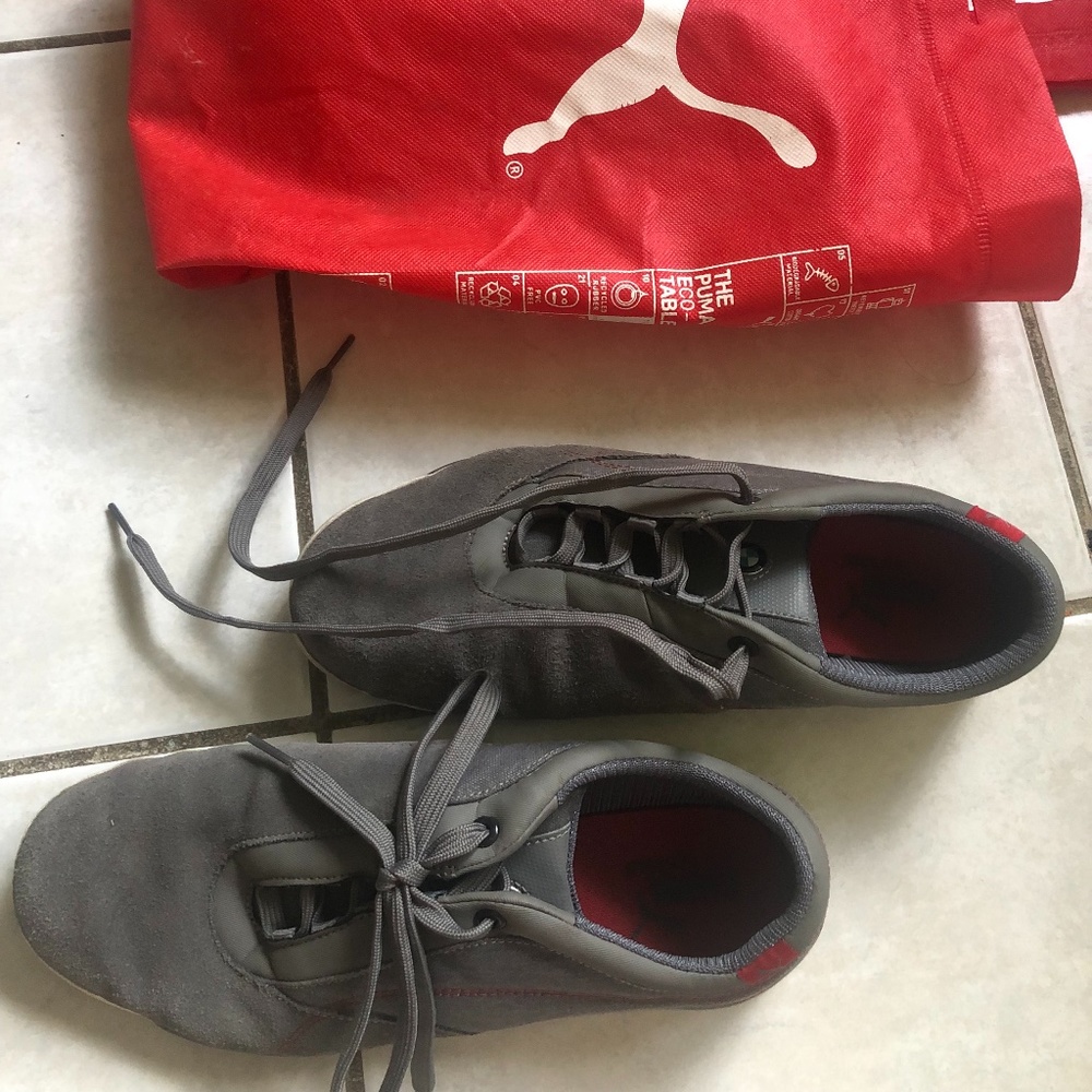 Men's Puma BMW motorsport lace up shoes, size 8, grey, discontinued